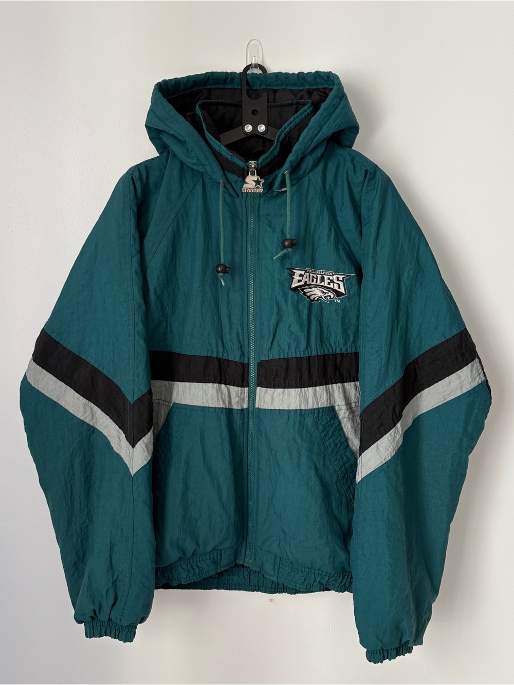 Vintage Philadelphia Eagles Teal Hooded Windbreaker Starter Jacket
